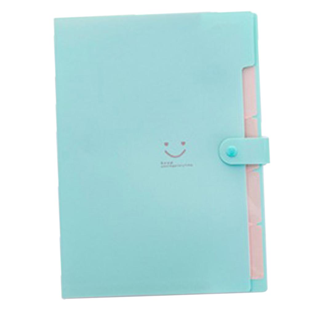 Smile Face Document Bag A4 Expanding File Folder Wallet Bill Folders Green