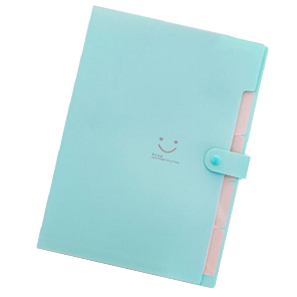 Smile Face Document Bag A4 Expanding File Folder Wallet Bill Folders Green