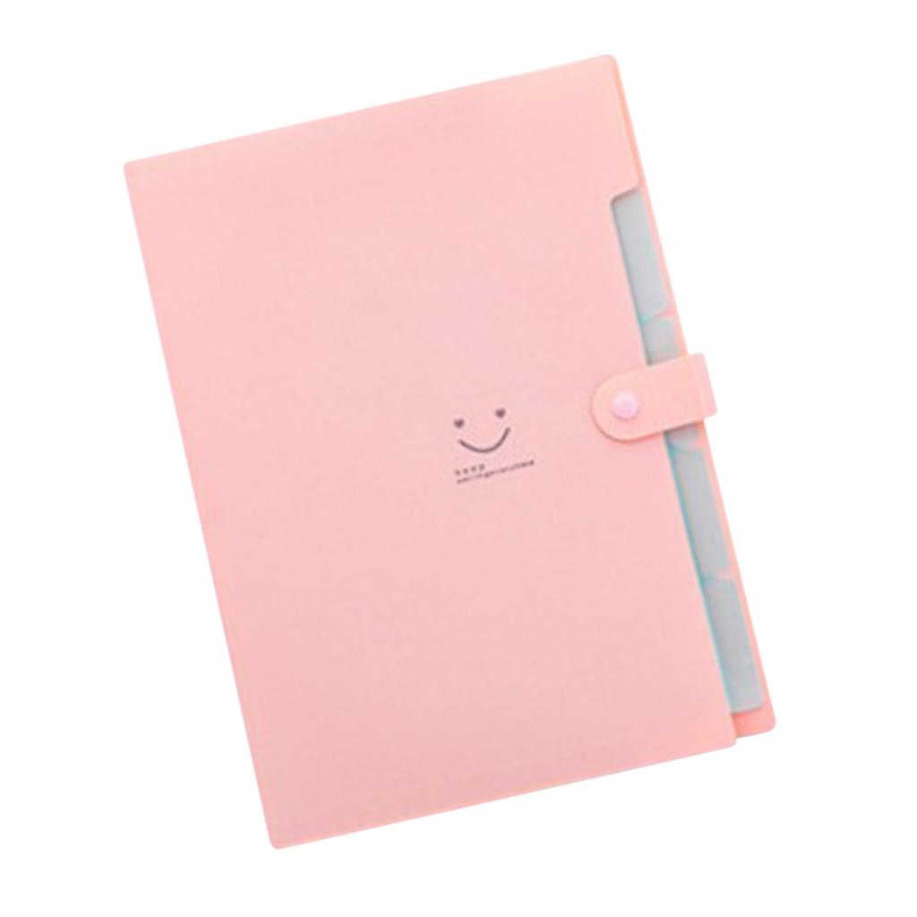 Smile Face Document Bag A4 Expanding File Folder Wallet Bill Folders Purple