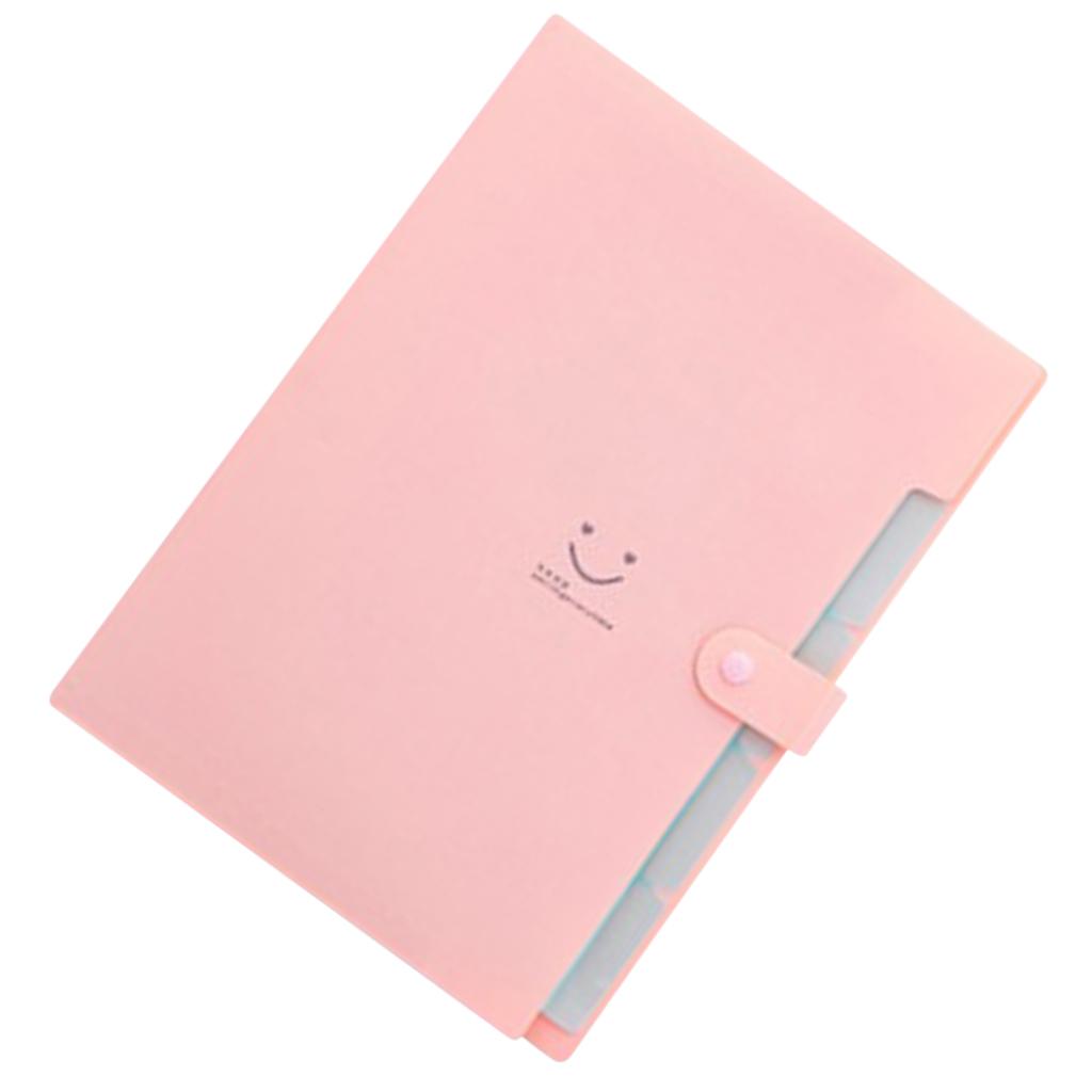 Smile Face Document Bag A4 Expanding File Folder Wallet Bill Folders Purple