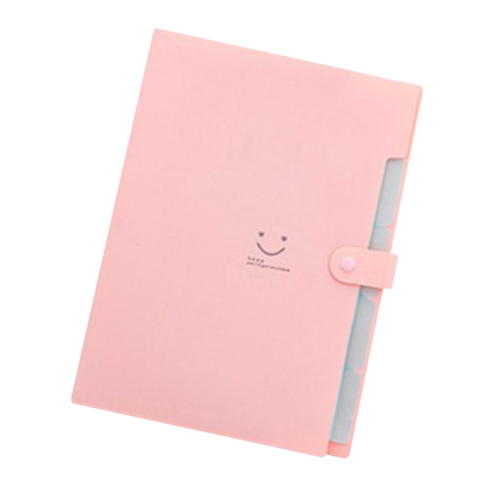 Smile Face Document Bag A4 Expanding File Folder Wallet Bill Folders Purple