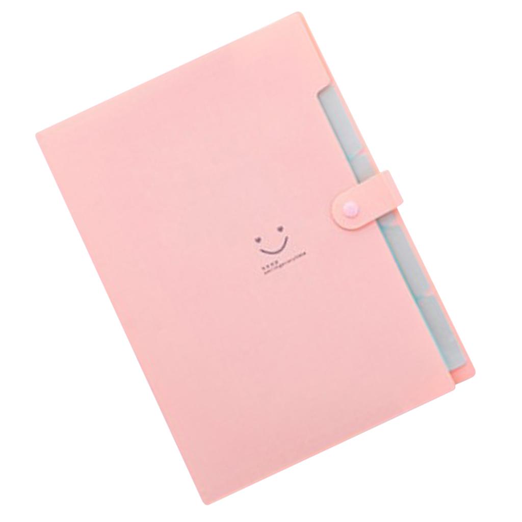 Smile Face Document Bag A4 Expanding File Folder Wallet Bill Folders Purple