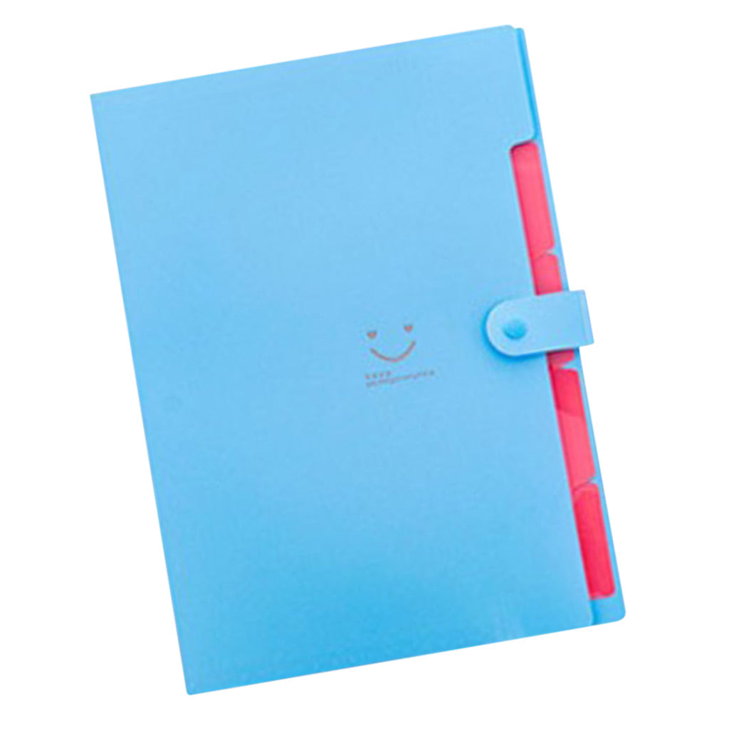 Smile Face Document Bag A4 Expanding File Folder Wallet Bill Folders Blue