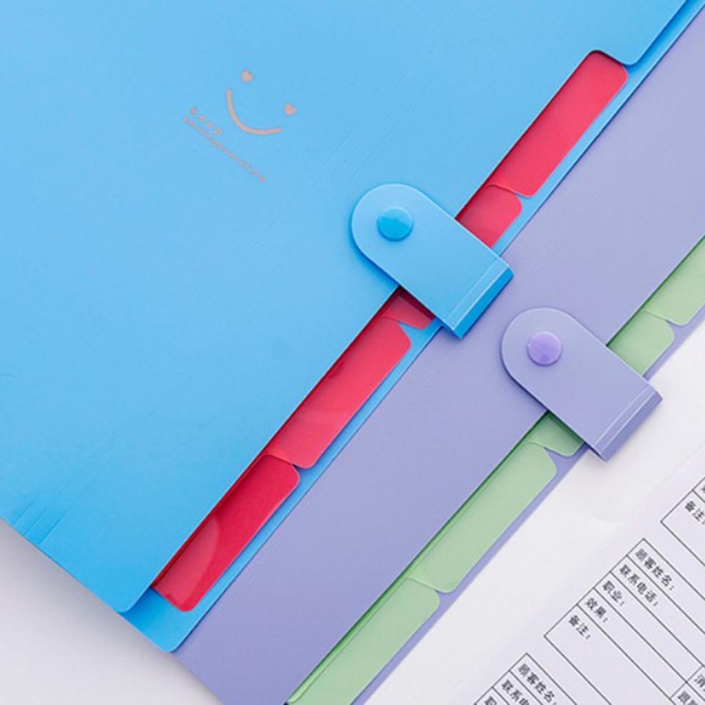 Smile Face Document Bag A4 Expanding File Folder Wallet Bill Folders Blue