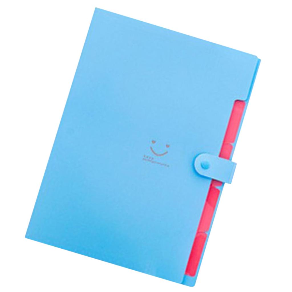 Smile Face Document Bag A4 Expanding File Folder Wallet Bill Folders Blue