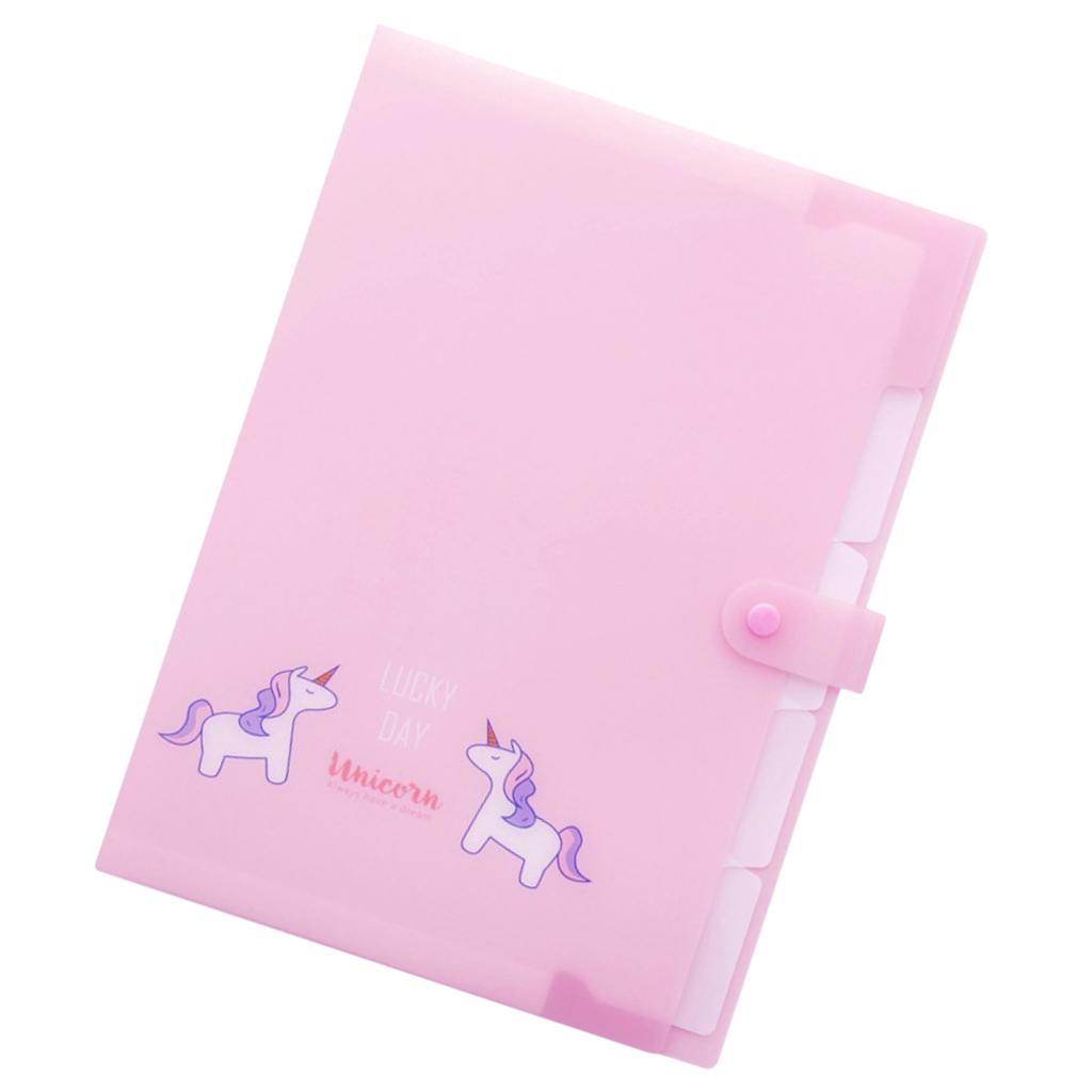 5 Pockets Office Expanding File Folder Document Accordion Organiser Pink