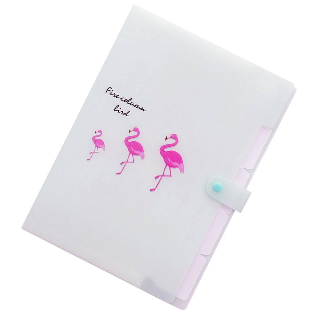 Accordion Folder Document Bag Organizer Paper Holder Flamingo A4 Green