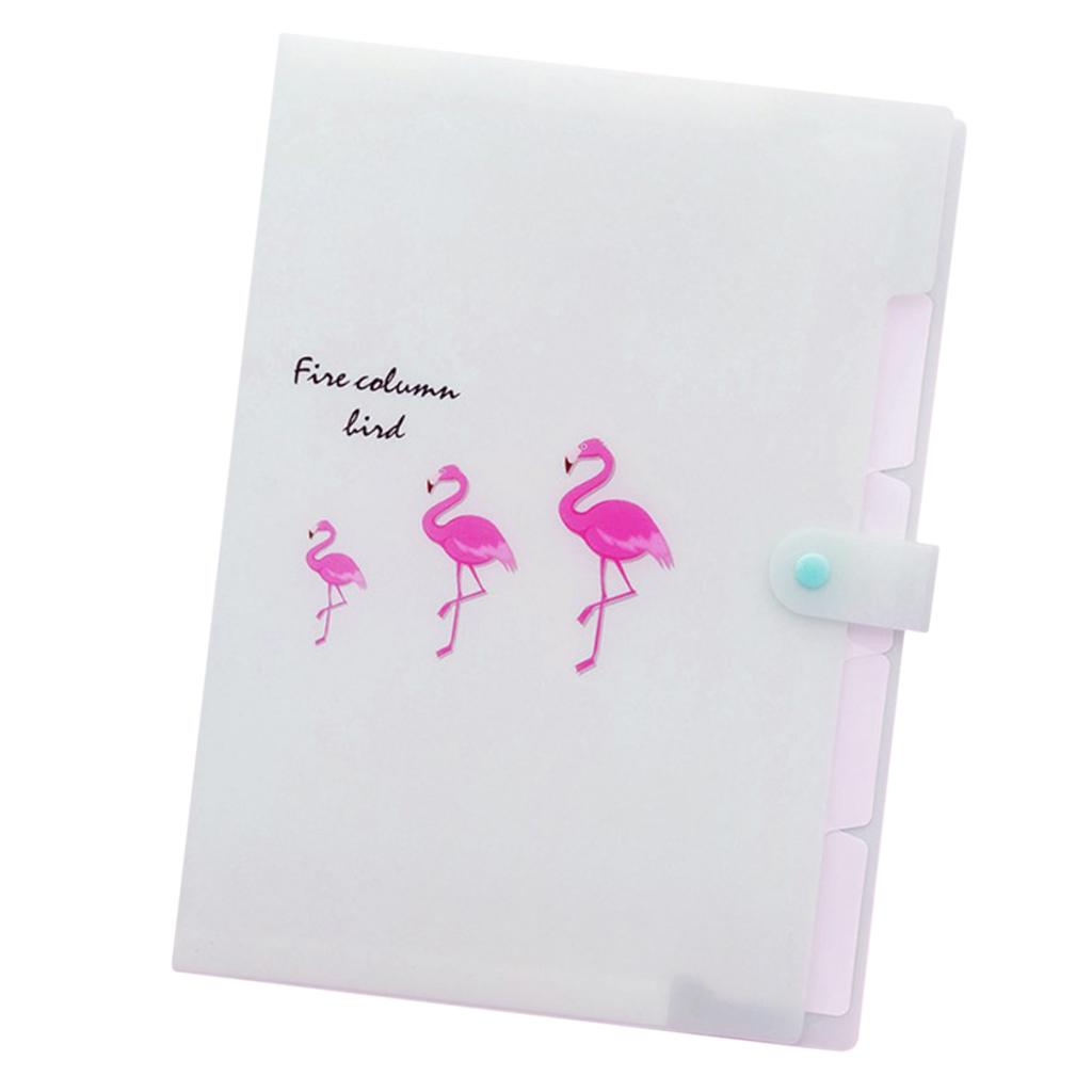 Accordion Folder Document Bag Organizer Paper Holder Flamingo A4 Green