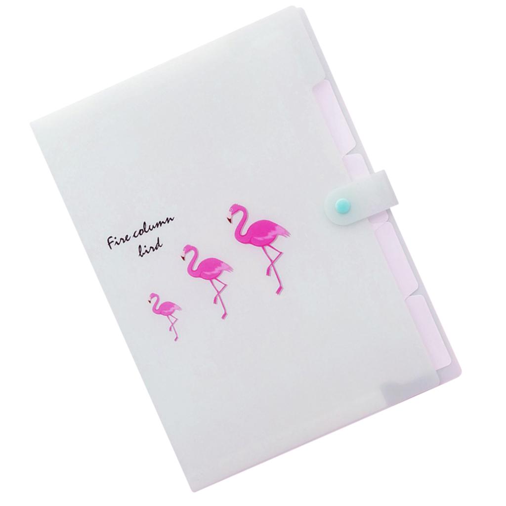 Accordion Folder Document Bag Organizer Paper Holder Flamingo A4 Green