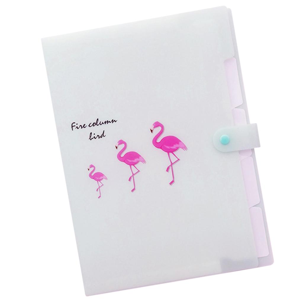 Accordion Folder Document Bag Organizer Paper Holder Flamingo A4 Green