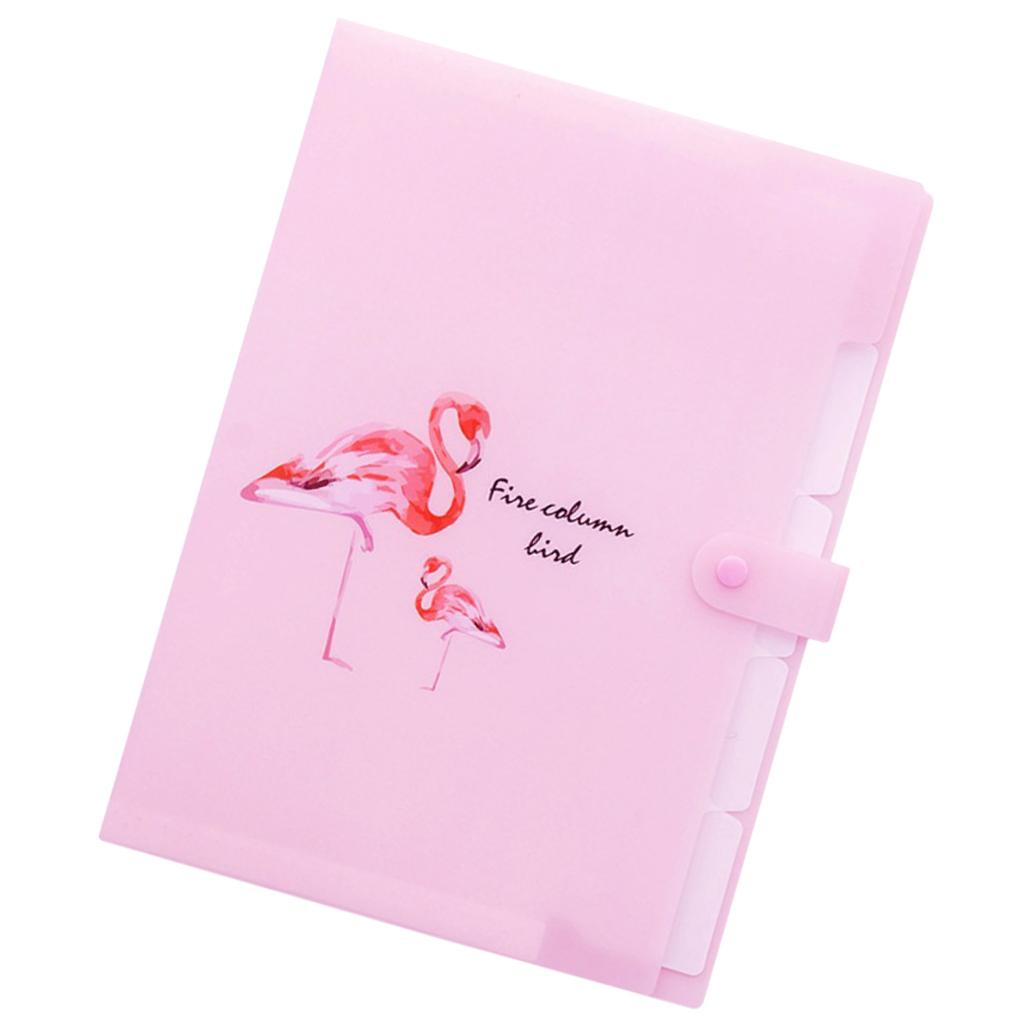 Accordion Folder Document Bag Organizer Paper Holder Flamingo A4 Pink