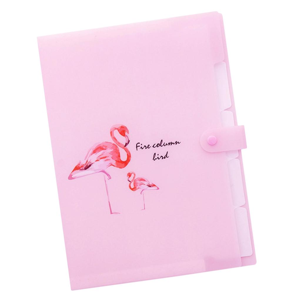 Accordion Folder Document Bag Organizer Paper Holder Flamingo A4 Pink