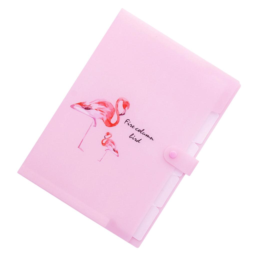 Accordion Folder Document Bag Organizer Paper Holder Flamingo A4 Pink