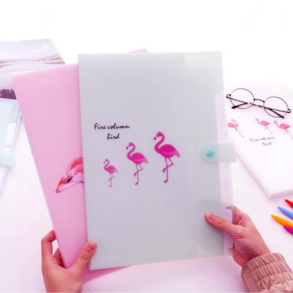 Accordion Folder Document Bag Organizer Paper Holder Flamingo A4 Blue