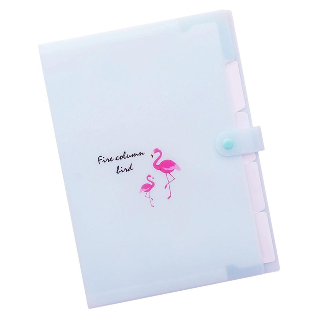 Accordion Folder Document Bag Organizer Paper Holder Flamingo A4 Blue