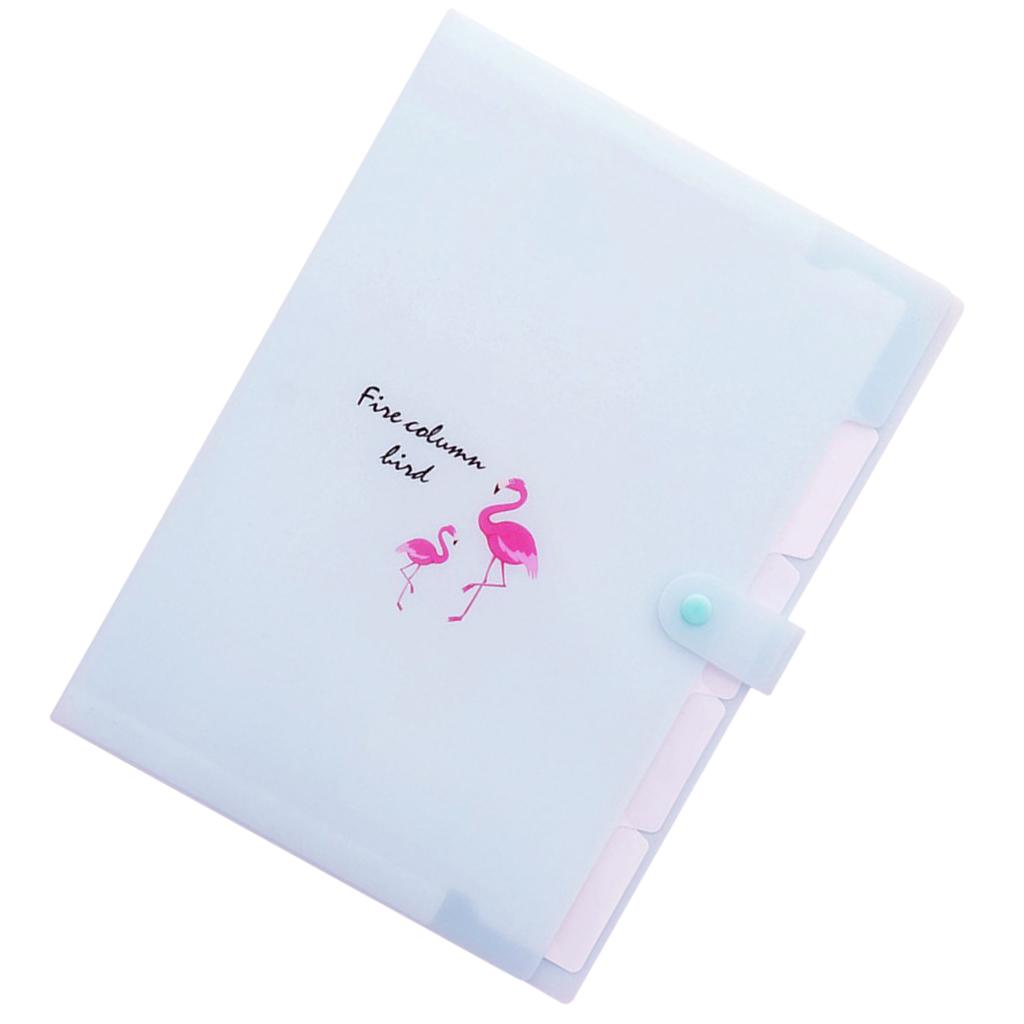 Accordion Folder Document Bag Organizer Paper Holder Flamingo A4 Blue