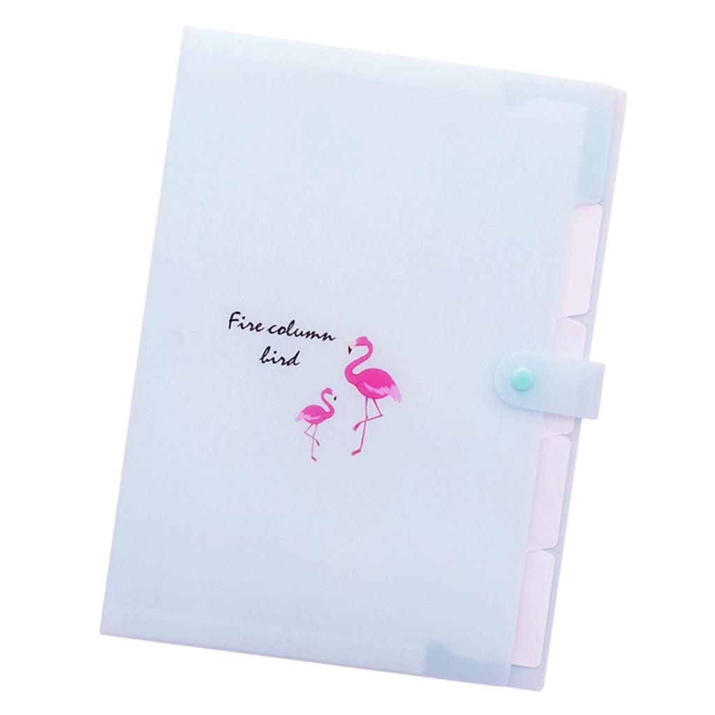 Accordion Folder Document Bag Organizer Paper Holder Flamingo A4 Blue