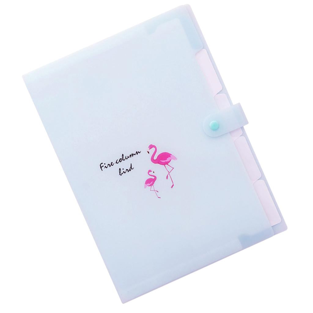 Accordion Folder Document Bag Organizer Paper Holder Flamingo A4 Blue