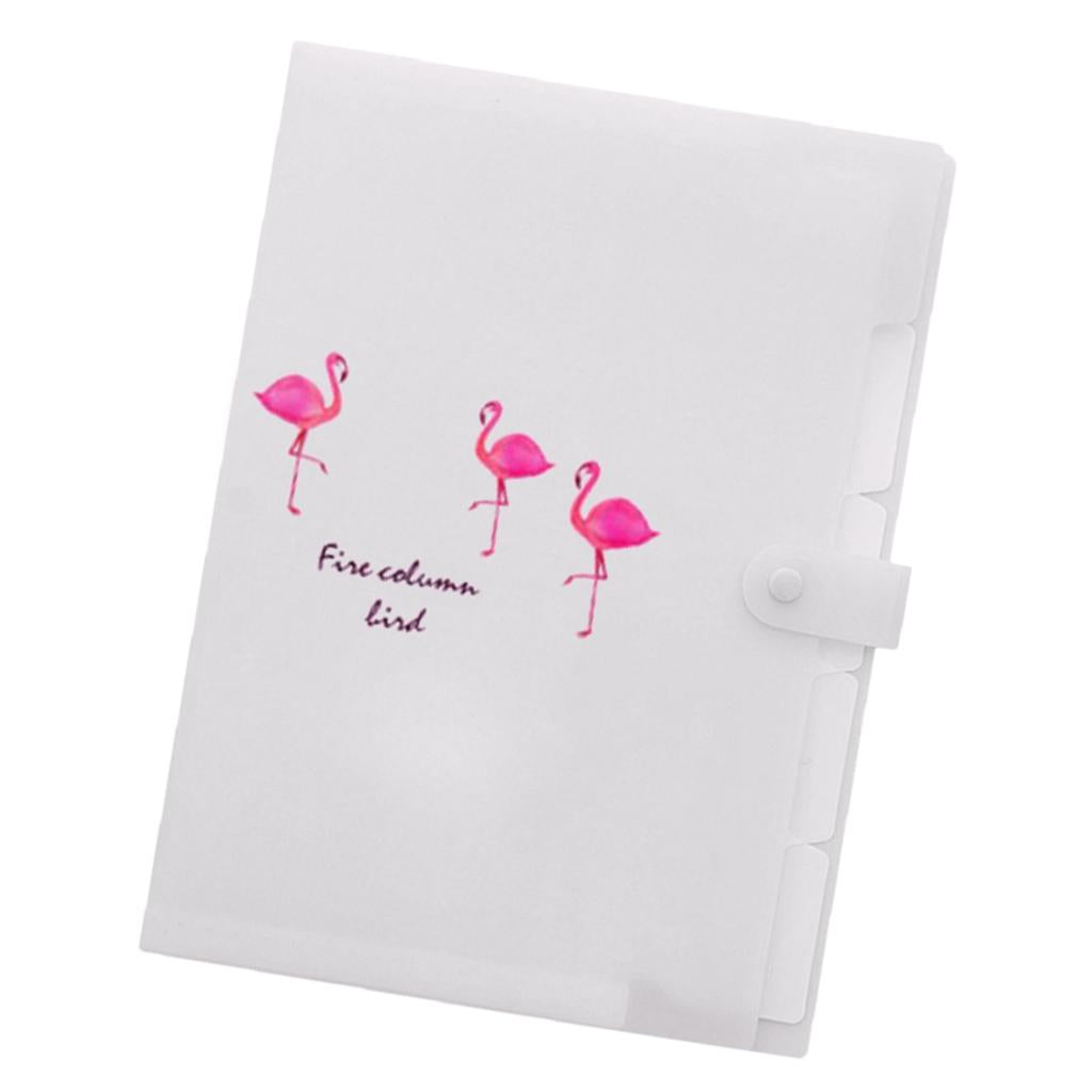 Accordion Folder Document Bag Organizer Paper Holder Flamingo A4 White