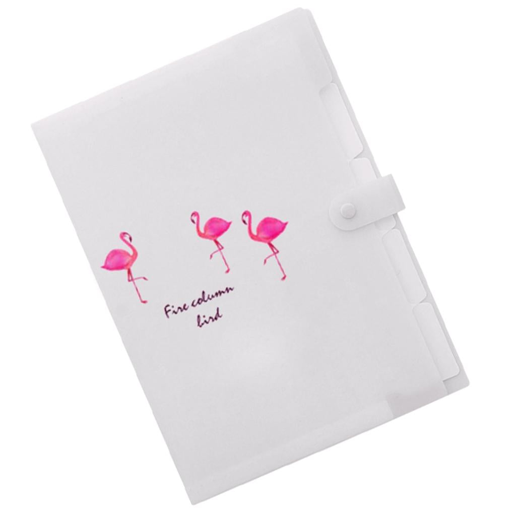 Accordion Folder Document Bag Organizer Paper Holder Flamingo A4 White