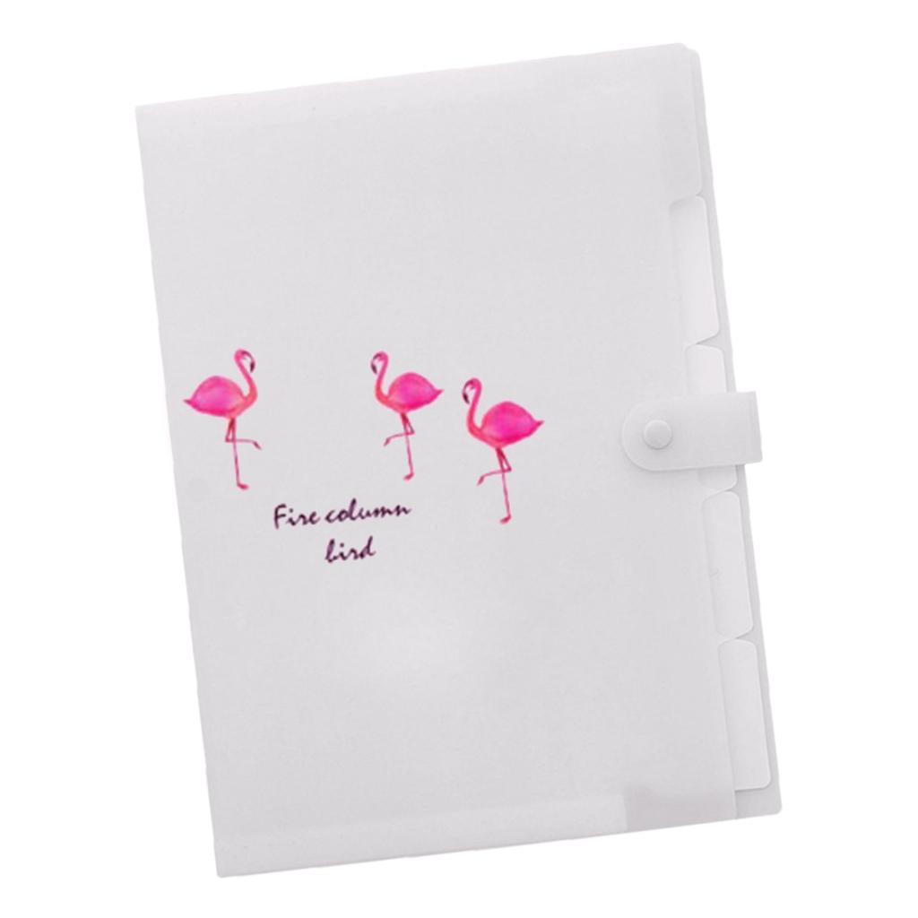 Accordion Folder Document Bag Organizer Paper Holder Flamingo A4 White