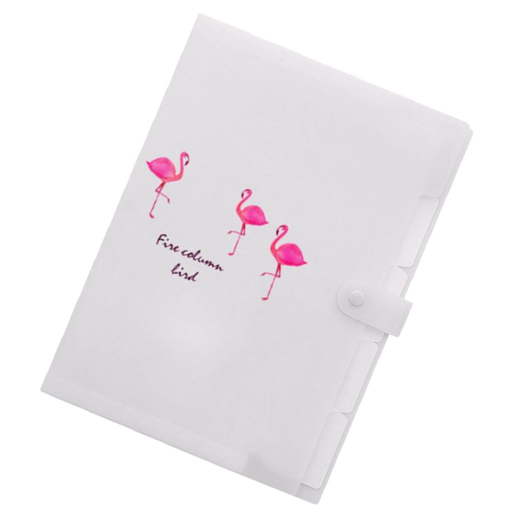 Accordion Folder Document Bag Organizer Paper Holder Flamingo A4 White