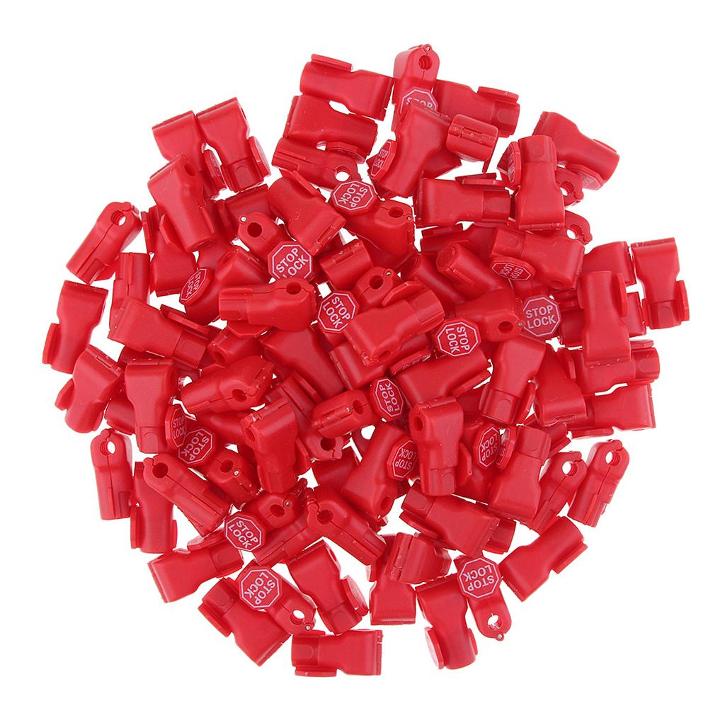 100 Pack Hook Stop Lock Safety Lockout Padlock Anti-Theft Lock Red  6 mm