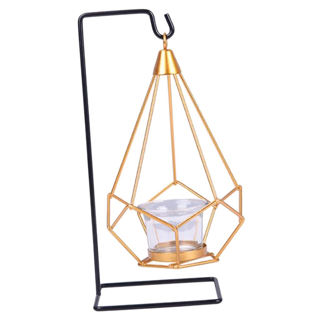 Modern Iron Geometry Candle Rack Crafts Hanging Ornament Candlestick Gifts 1