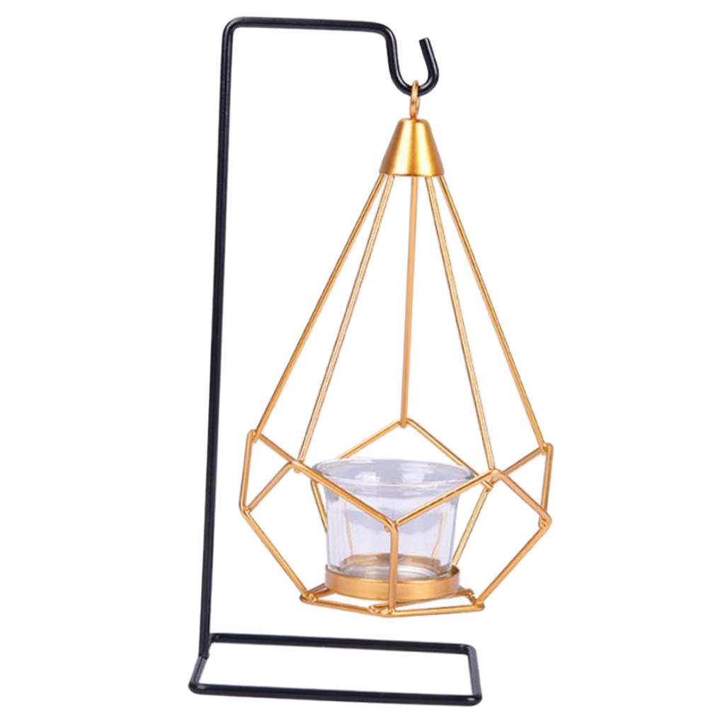 Modern Iron Geometry Candle Rack Crafts Hanging Ornament Candlestick Gifts 1