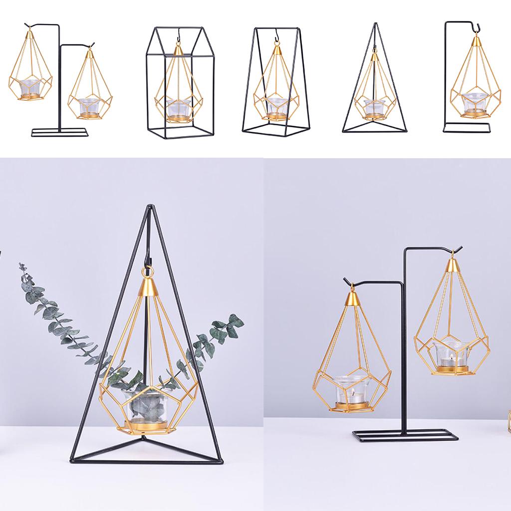 Modern Iron Geometry Candle Rack Crafts Hanging Ornament Candlestick Gifts 1