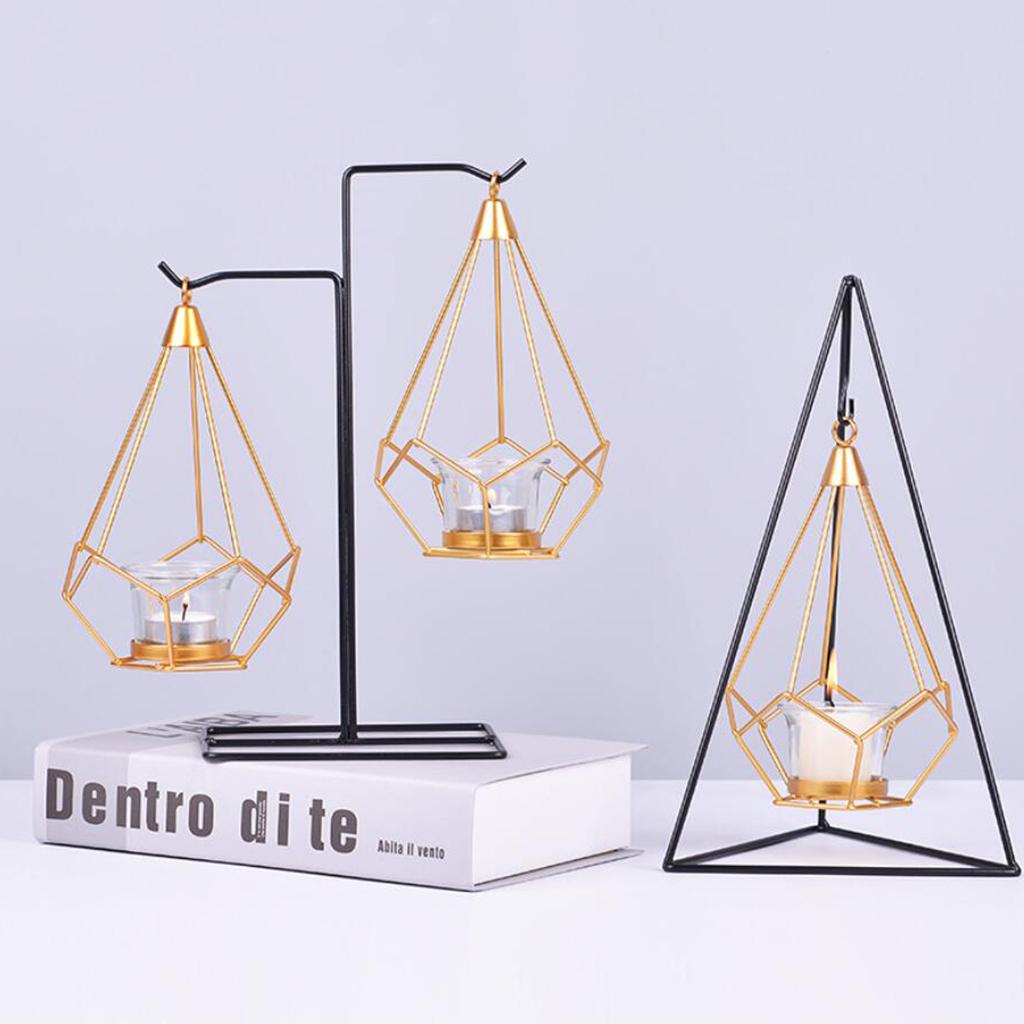 Modern Iron Geometry Candle Rack Crafts Hanging Ornament Candlestick Gifts 1