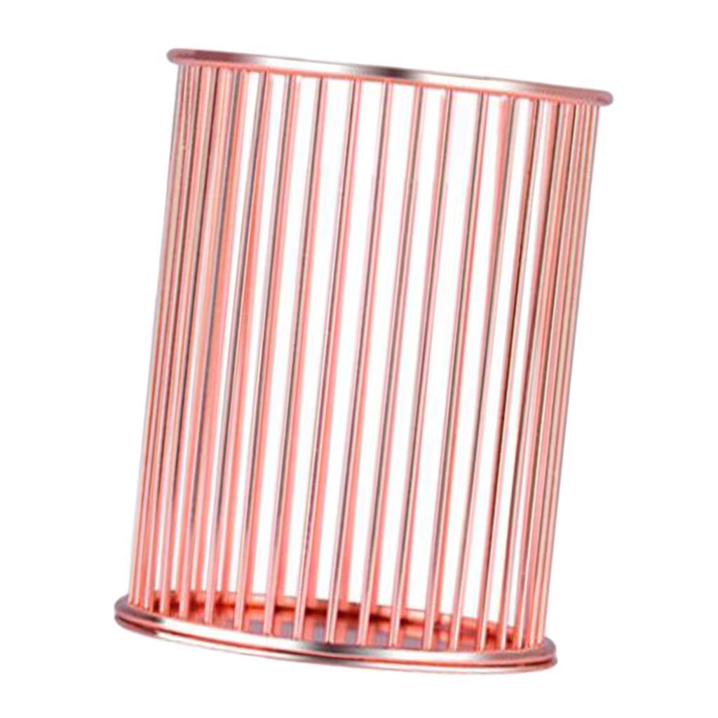 Iron Round Metal Wire Mesh Pen Pot Pencil Brush Holder Desk Organizer Rose Gold