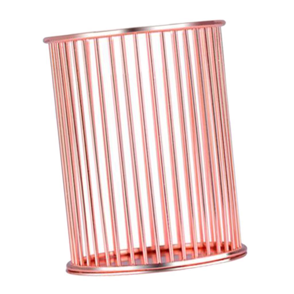 Iron Round Metal Wire Mesh Pen Pot Pencil Brush Holder Desk Organizer Rose Gold