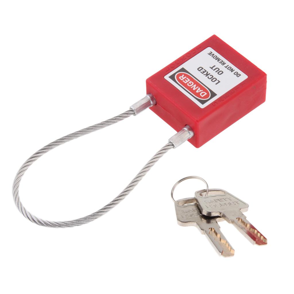 Stainless Steel Cable Safety Padlock Lockout Isolation Lock, 7 Color Red