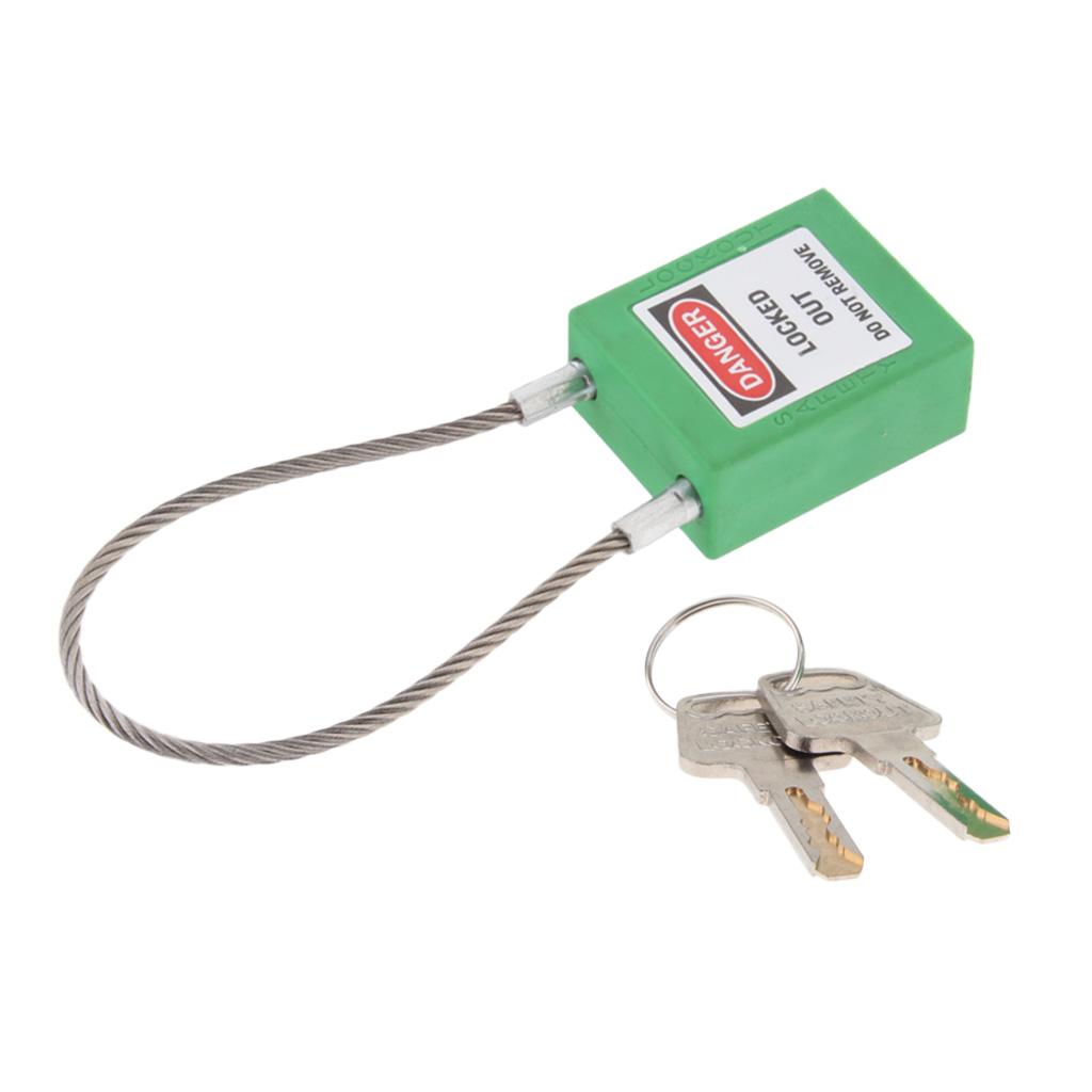 Stainless Steel Cable Safety Padlock Lockout Isolation Lock, 7 Color Green