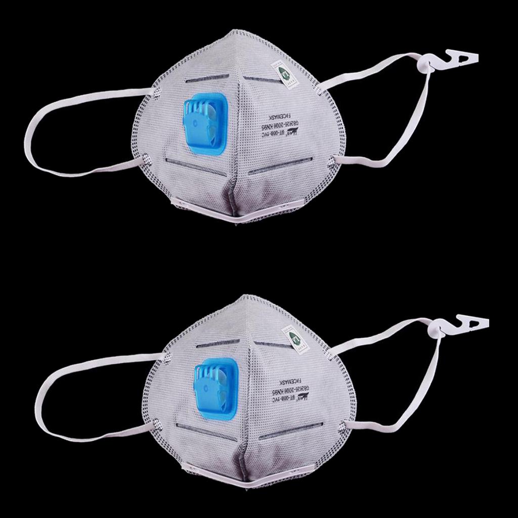 2Pcs PM2.5 Anti Haze Mask Dust Filter Mouth Mask with Adjustable Ear Loop