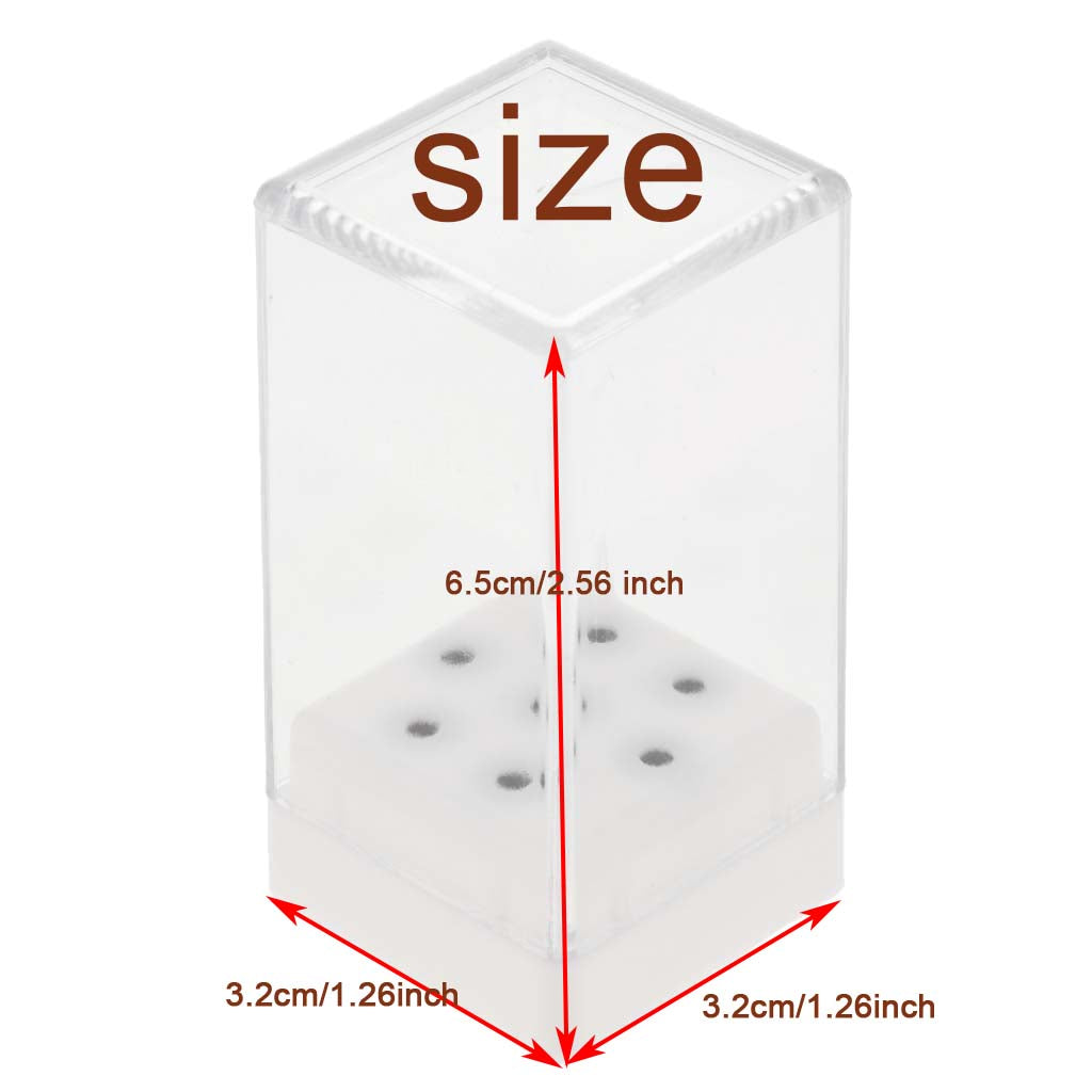 7 Holes Nail Drill Bit Holder Stand With Cover White