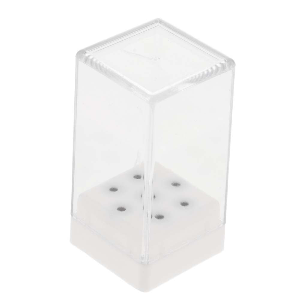 7 Holes Nail Drill Bit Holder Stand With Cover White