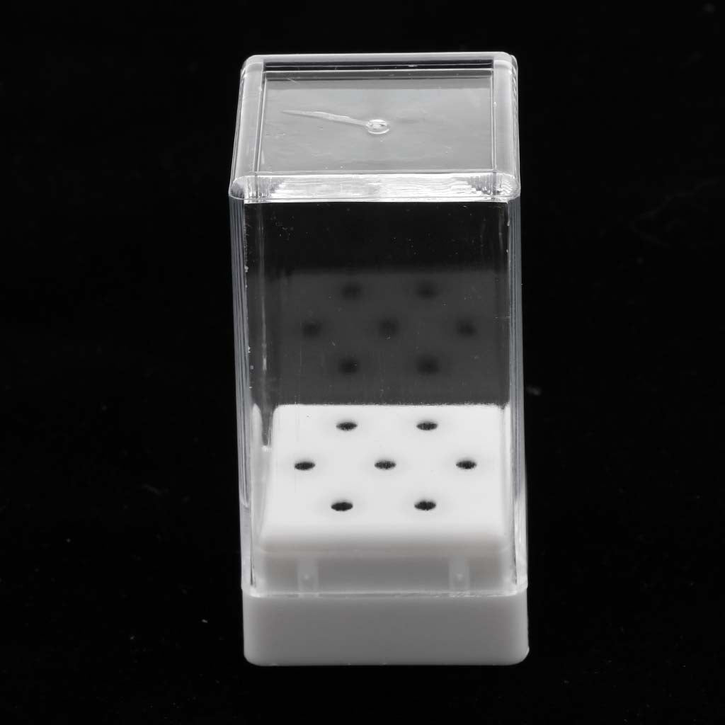 7 Holes Nail Drill Bit Holder Stand With Cover White