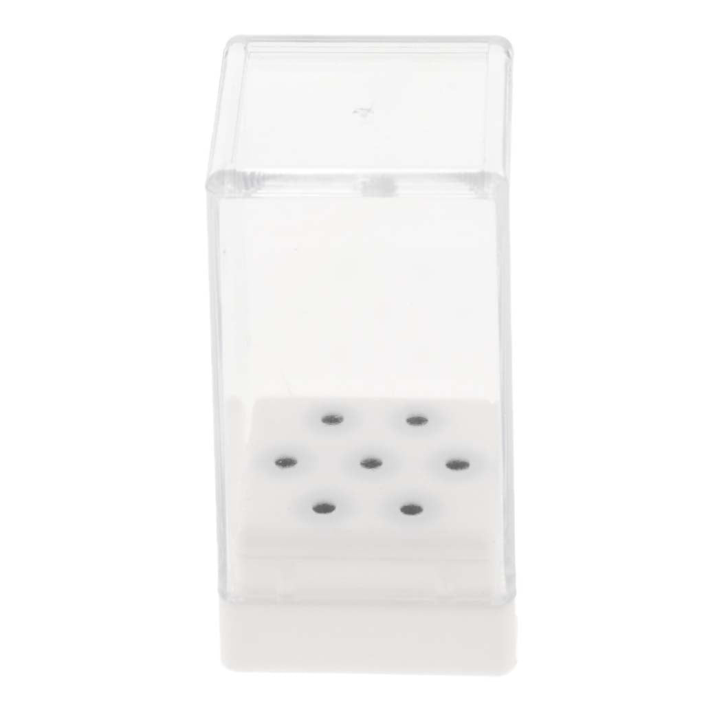 7 Holes Nail Drill Bit Holder Stand With Cover White