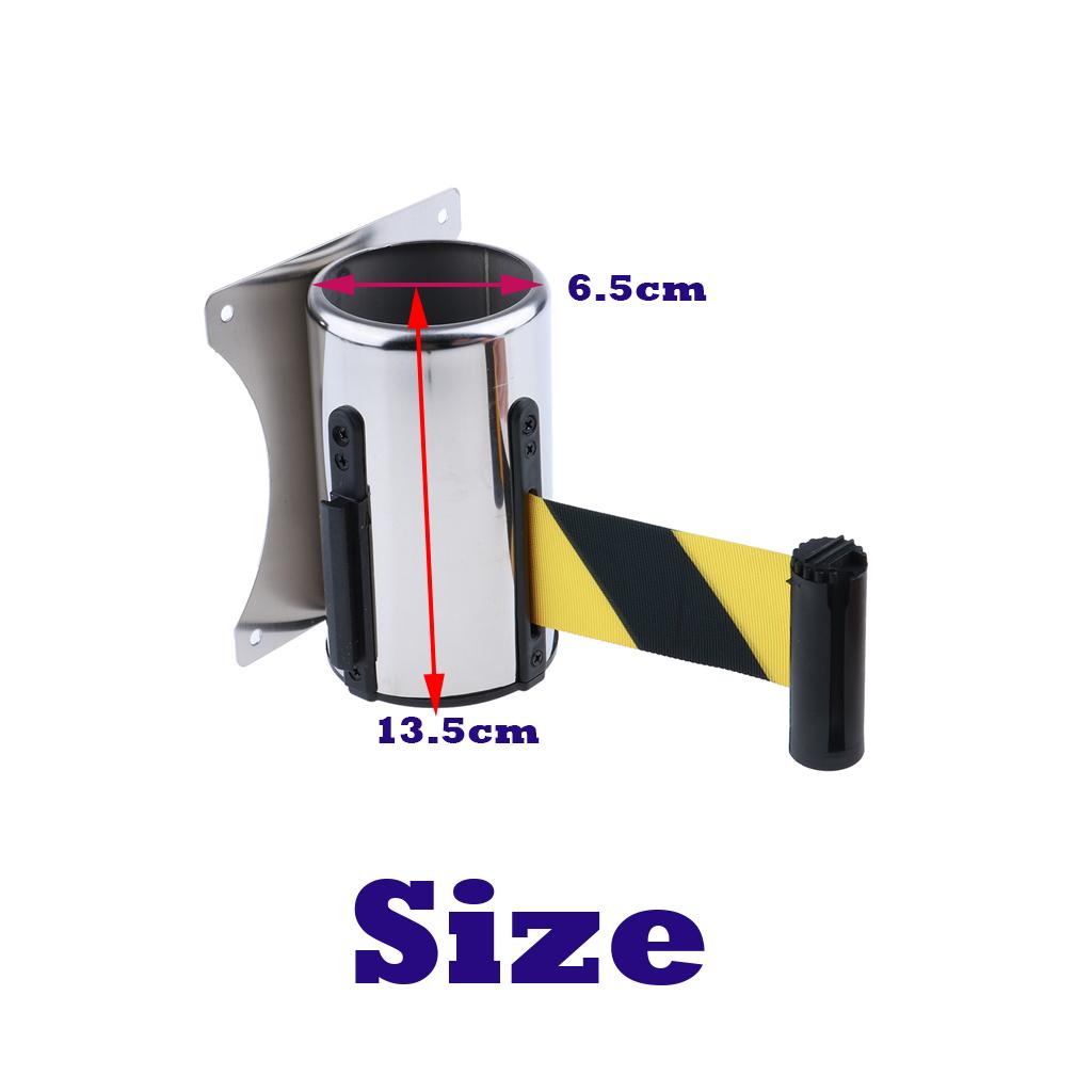 Stanchion Queue Barrier Wall Mount Crowd Control Retractable Ribbon  Black Yellow 4meter