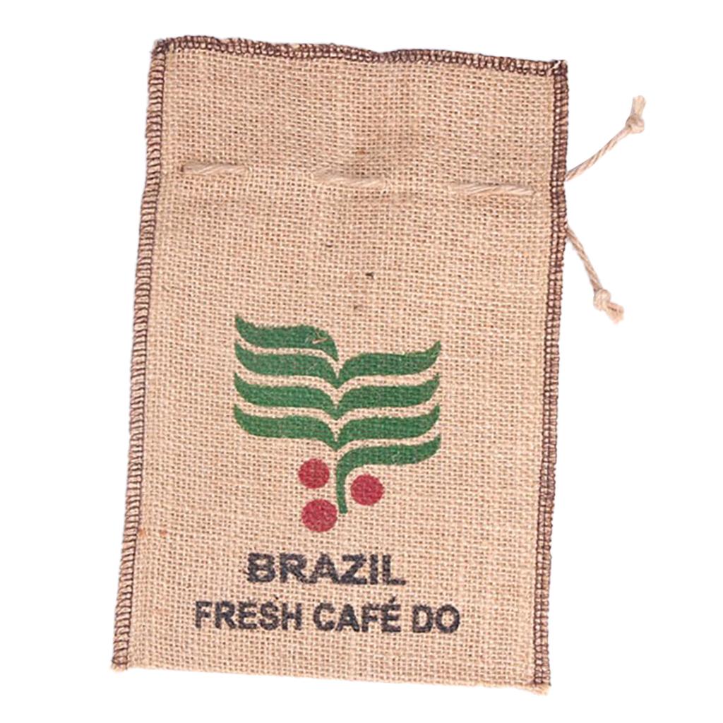 Burlap Coffee Bean  Sacks Gunny Bag Reusable Bags With Drawstring 1