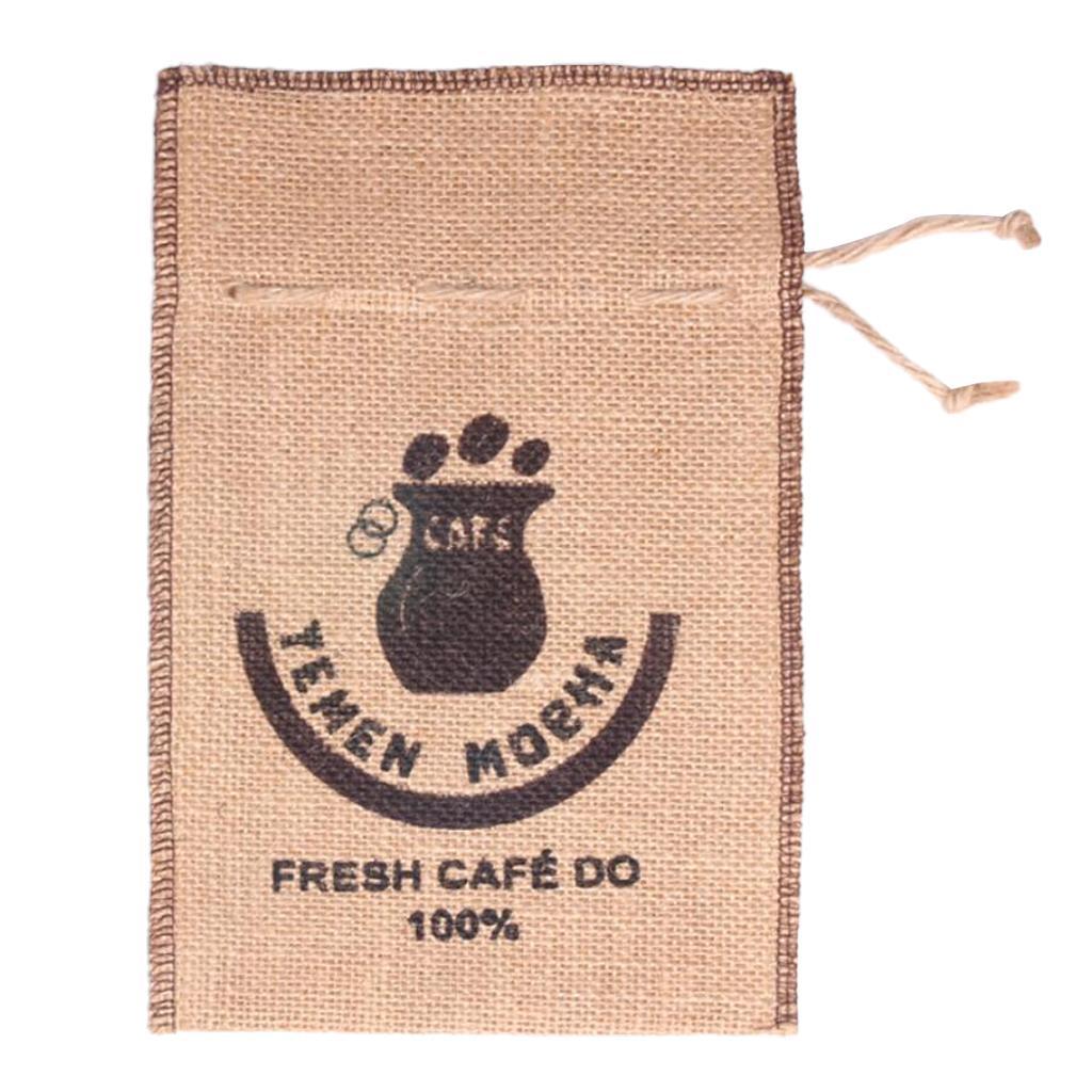 Burlap Coffee Bean  Sacks Gunny Bag Reusable Bags With Drawstring 6