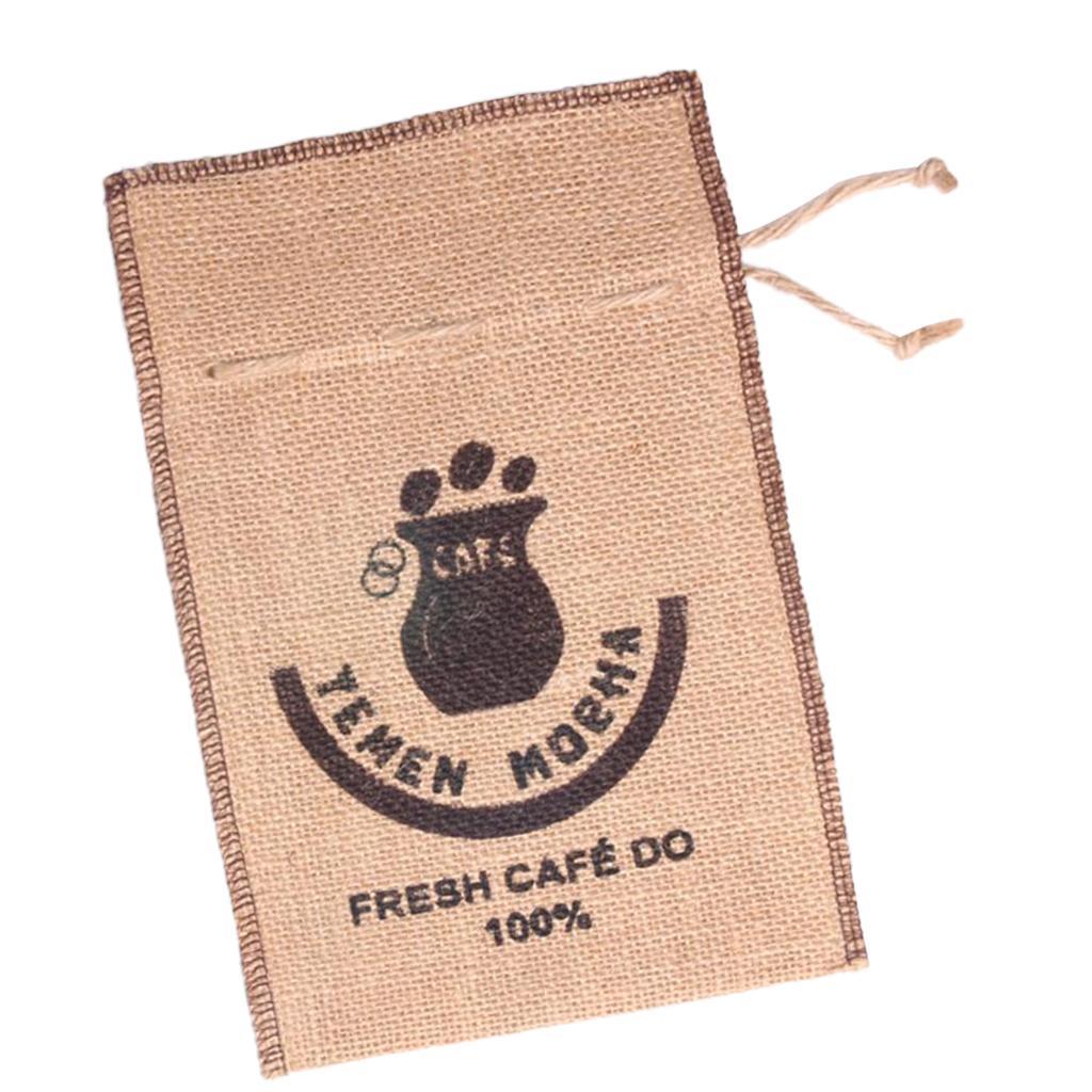 Burlap Coffee Bean  Sacks Gunny Bag Reusable Bags With Drawstring 6