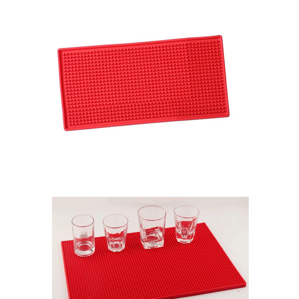 Rubber Beer Bar Runner Spill Mat for Home Pub Cafe Party Red 30x15cm