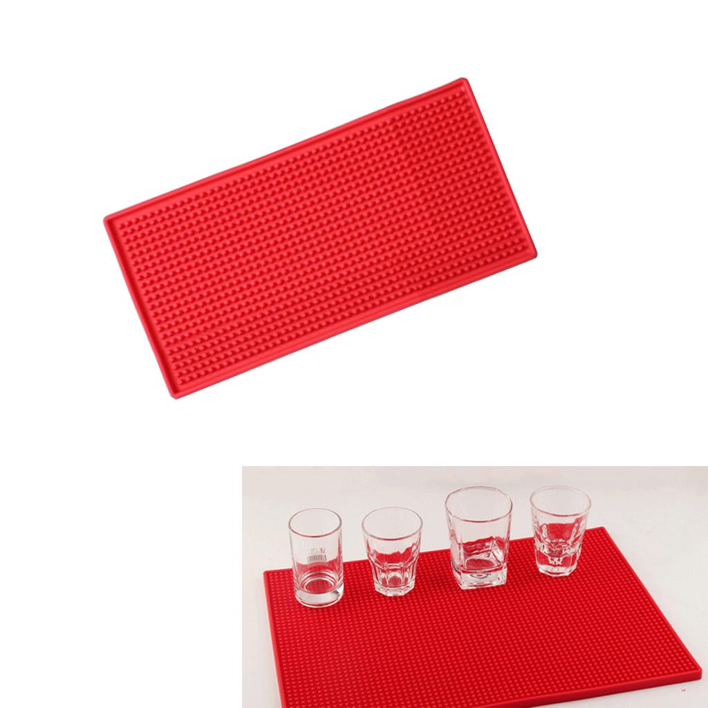 Rubber Beer Bar Runner Spill Mat for Home Pub Cafe Party Red 30x15cm