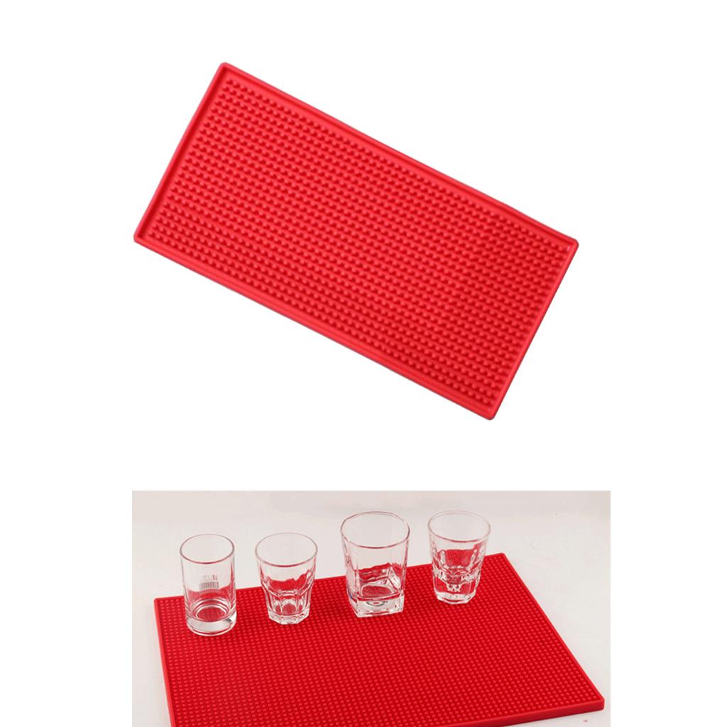 Rubber Beer Bar Runner Spill Mat for Home Pub Cafe Party Red 30x15cm