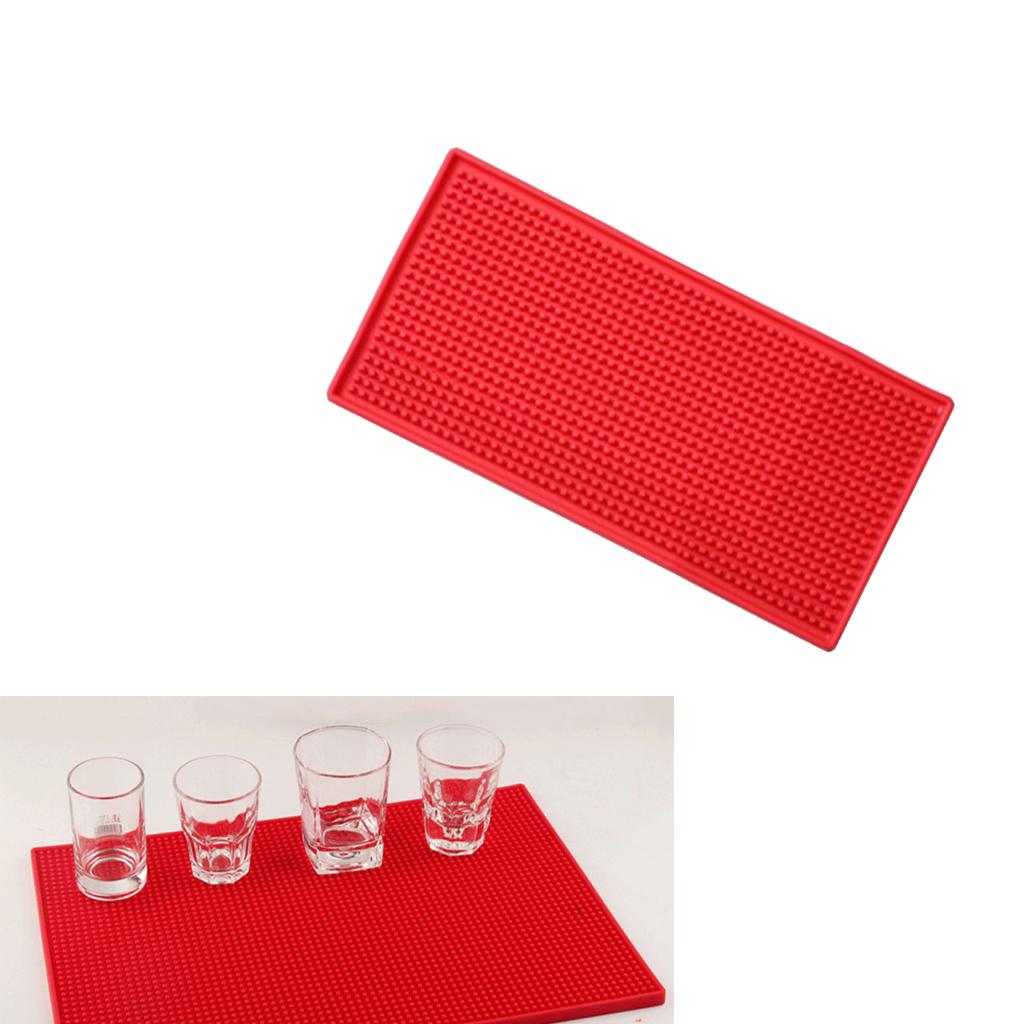 Rubber Beer Bar Runner Spill Mat for Home Pub Cafe Party Red 30x15cm