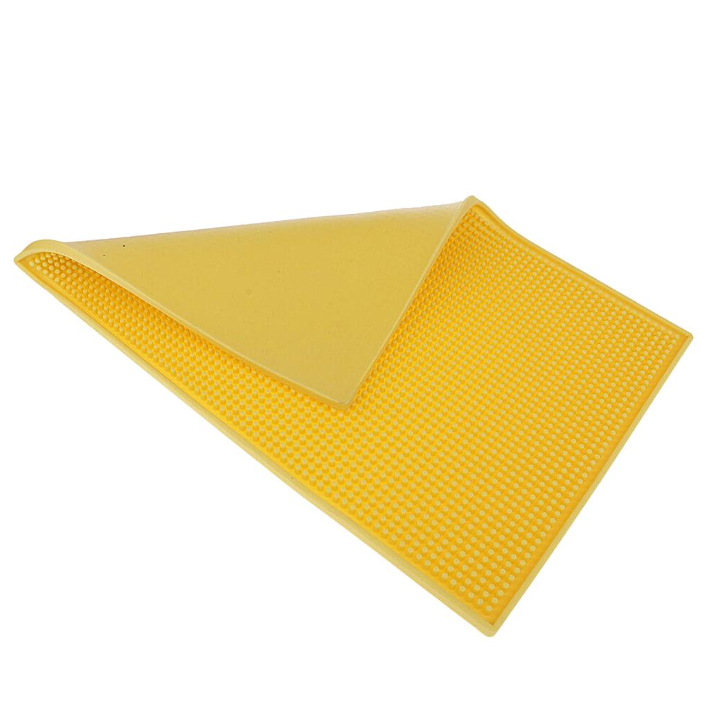 Rubber Beer Bar Runner Spill Mat for Home Pub Cafe Party Yellow 30x15cm