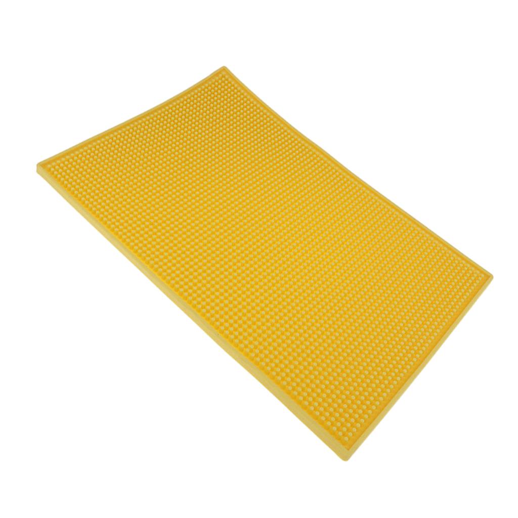 Rubber Beer Bar Runner Spill Mat for Home Pub Cafe Party Yellow 30x15cm